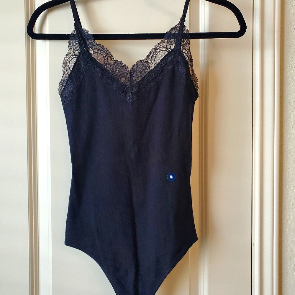 NWT A&F Lace-Trim Cami Bodysuit